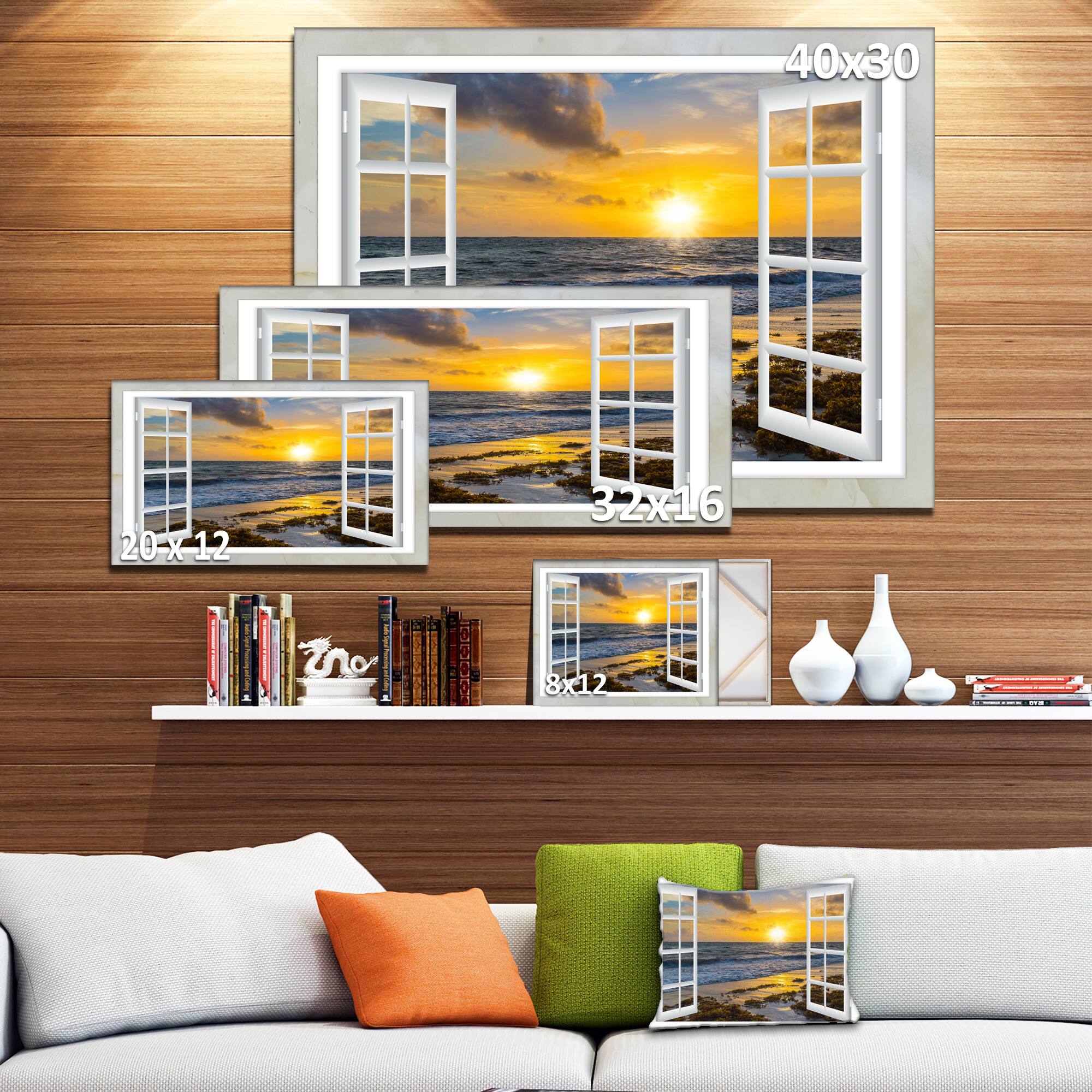 Designart - Open Window to Bright Yellow Sunset